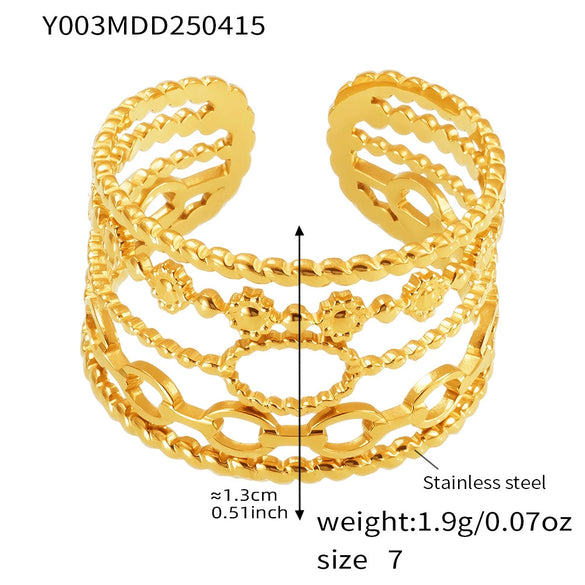 Wholesale Women's Stainless Steel Electroplated Geometric Ferris Wheel Hollow Opening Ring