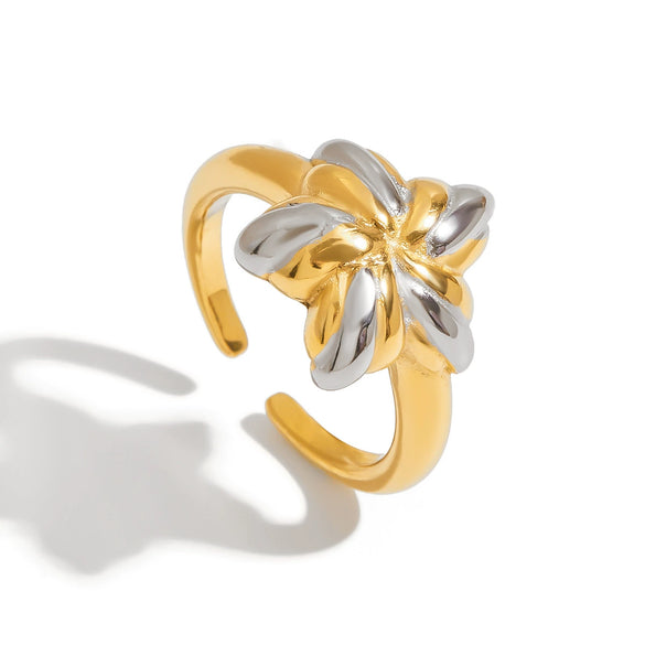 Wholesale Women's Stainless Steel Electroplated Geometric Flower Ring Jewelry Accessories