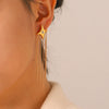 Wholesale Women's Stainless Steel Electroplated Geometric Fourpointed Star Tassel Earrings