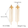 Wholesale Women's Stainless Steel Electroplated Geometric Fourpointed Star Tassel Earrings
