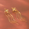 Wholesale Women's Stainless Steel Electroplated Geometric Fourpointed Star Tassel Earrings