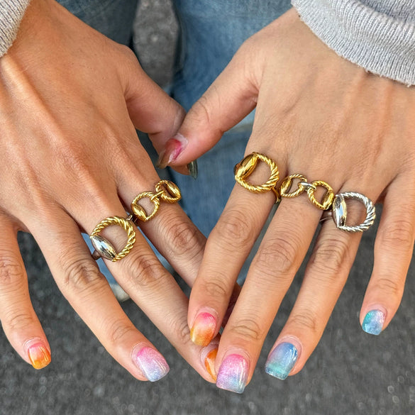 Wholesale Women's Stainless Steel Electroplated Geometric Horseshoe Buckle Open Ring Accessories