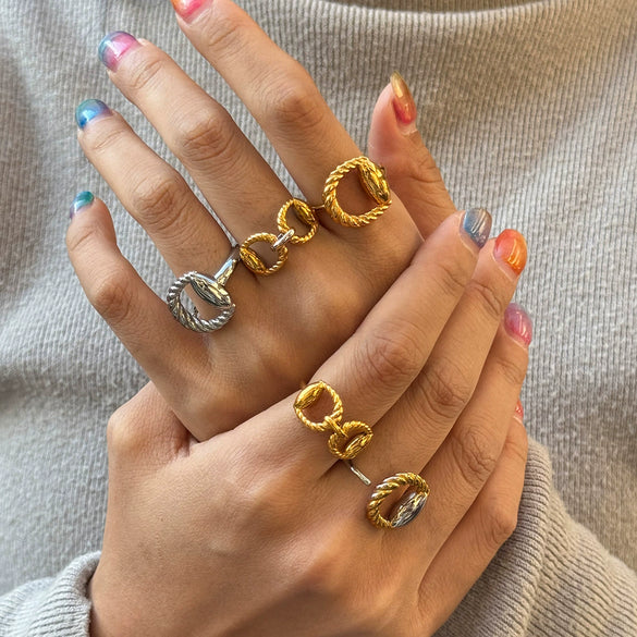 Wholesale Women's Stainless Steel Electroplated Geometric Horseshoe Buckle Open Ring Accessories