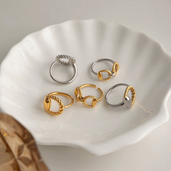 Wholesale Women's Stainless Steel Electroplated Geometric Horseshoe Buckle Open Ring Accessories