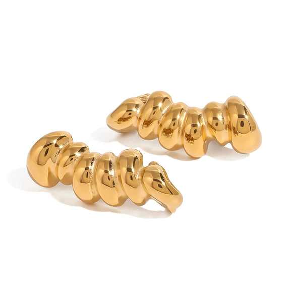Wholesale Women's Stainless Steel Electroplated Geometric Irregular Hollow Smooth Stripes Earrings Jewelry Light Luxury High End Quiet Design