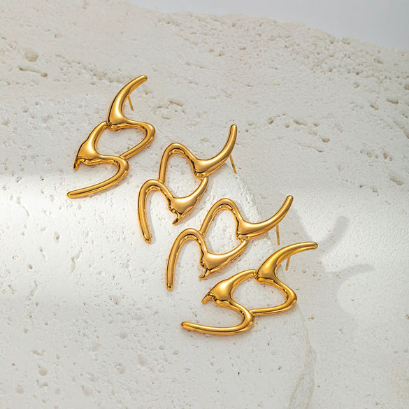 Wholesale Women's Stainless Steel Electroplated Geometric Letter Earrings Minimalist Style