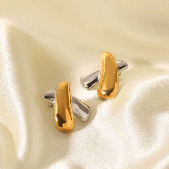 Wholesale Women's Stainless Steel Electroplated Geometric Letters Numbers Text Xshaped Earrings Ins Style