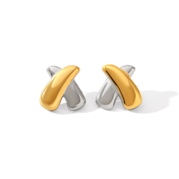 Wholesale Women's Stainless Steel Electroplated Geometric Letters Numbers Text Xshaped Earrings Ins Style