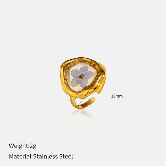 Wholesale Women's Stainless Steel Electroplated Geometric Light Luxury Flower Ring Jewelry