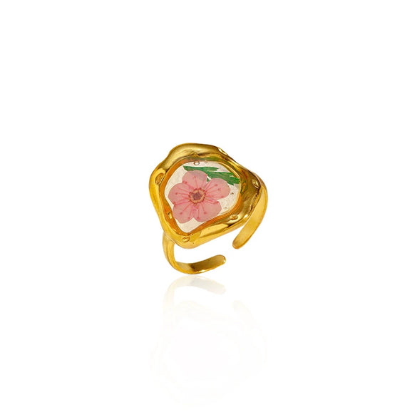 Wholesale Women's Stainless Steel Electroplated Geometric Light Luxury Flower Ring Jewelry