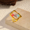 Wholesale Women's Stainless Steel Electroplated Geometric Light Luxury Flower Ring Jewelry