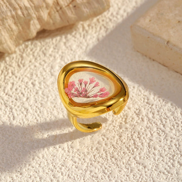 Wholesale Women's Stainless Steel Electroplated Geometric Light Luxury Flower Ring Jewelry