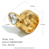 Wholesale Women's Stainless Steel Electroplated Geometric Lines Doublelayer Water Drop Zircon Ring Jewelry