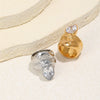 Wholesale Women's Stainless Steel Electroplated Geometric Lines Doublelayer Water Drop Zircon Ring Jewelry