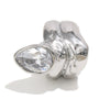 Wholesale Women's Stainless Steel Electroplated Geometric Lines Doublelayer Water Drop Zircon Ring Jewelry