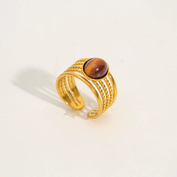 Wholesale Women's Stainless Steel Electroplated Geometric Open Ring Retro Style