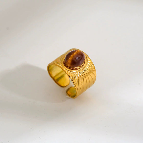Wholesale Women's Stainless Steel Electroplated Geometric Open Ring Retro Style