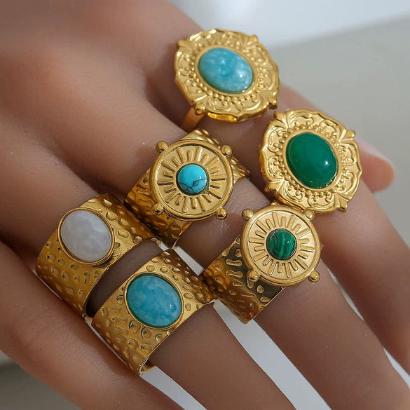 Wholesale Women's Stainless Steel Electroplated Geometric Open Ring Retro Style