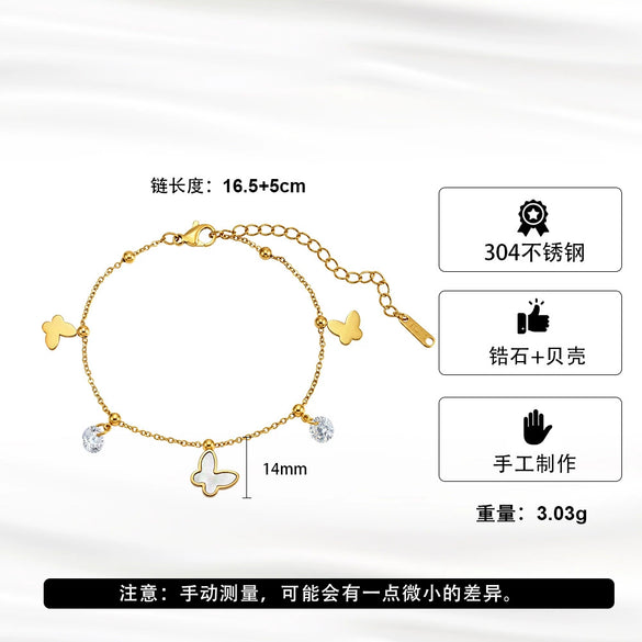 Wholesale Women's Stainless Steel Electroplated Geometric Shell Butterfly Bracelet With Original Design