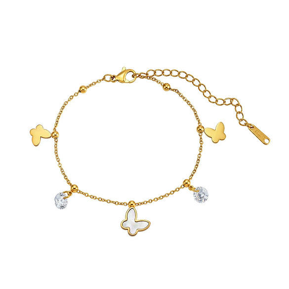 Wholesale Women's Stainless Steel Electroplated Geometric Shell Butterfly Bracelet With Original Design