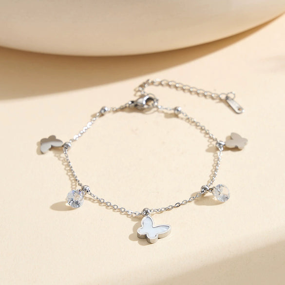 Wholesale Women's Stainless Steel Electroplated Geometric Shell Butterfly Bracelet With Original Design