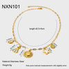 Wholesale Women's Stainless Steel Electroplated Geometric Starfish Flower Pendant Necklace With Cross Chain