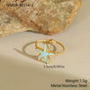Wholesale Women's Stainless Steel Electroplated Geometric Starfish Open Ring Jewelry