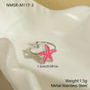 Wholesale Women's Stainless Steel Electroplated Geometric Starfish Open Ring Jewelry
