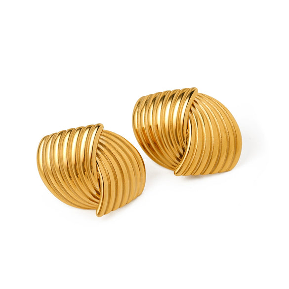 Wholesale Women's Stainless Steel Electroplated Geometric Striped Interlaced Earrings