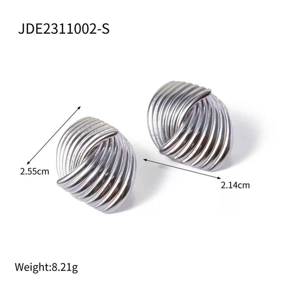 Wholesale Women's Stainless Steel Electroplated Geometric Striped Interlaced Earrings