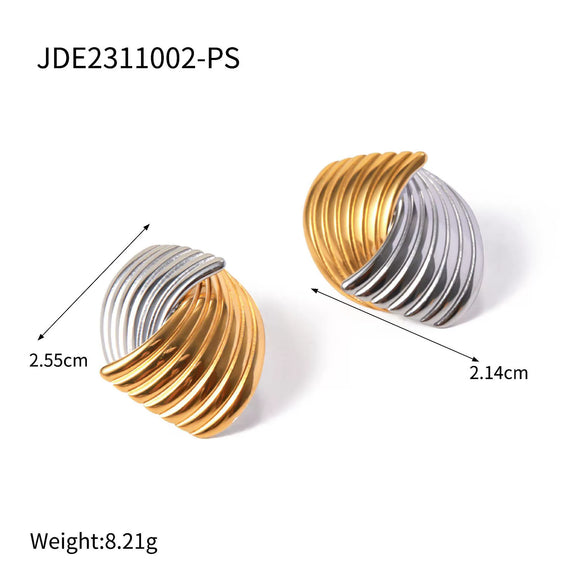 Wholesale Women's Stainless Steel Electroplated Geometric Striped Interlaced Earrings