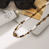 Wholesale Women's Stainless Steel Electroplated Geometric Tiger's Eye Beaded Clavicle Necklace