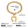 Wholesale Women's Stainless Steel Electroplated Geometric Ushaped Horseshoe Diamond Bracelet And Necklace Jewelry Accessories