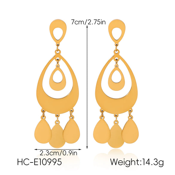 Wholesale Women's Stainless Steel Electroplated Geometric Water Drop Earrings
