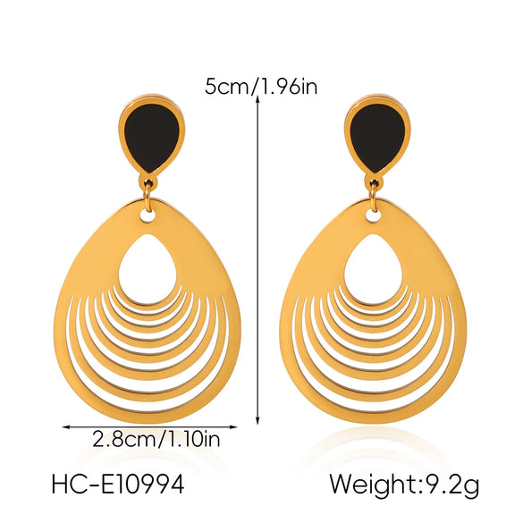 Wholesale Women's Stainless Steel Electroplated Geometric Water Drop Earrings