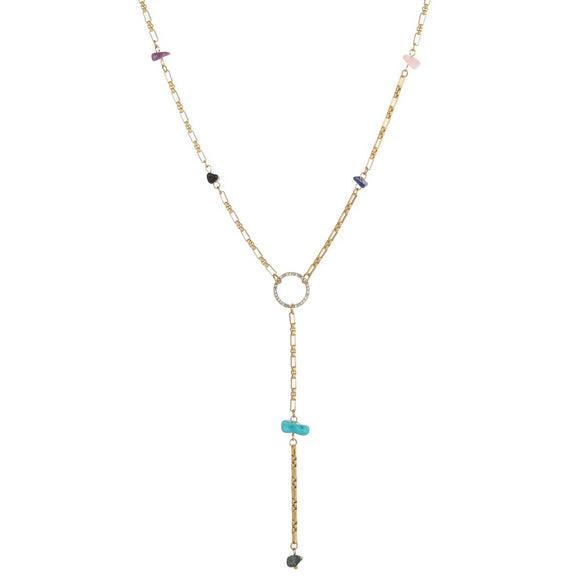 Wholesale Women's Stainless Steel Electroplated Geometric Yshaped Beaded Necklace Jewelry