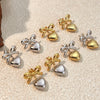 Wholesale Women's Stainless Steel Electroplated Heart And Butterfly Shaped Love Earrings