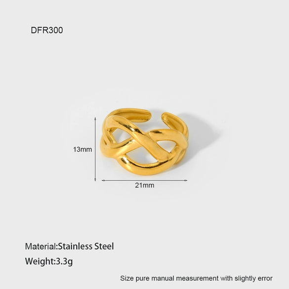 Wholesale Women's Stainless Steel Electroplated Heart Geometric Wave Open Ring Jewelry