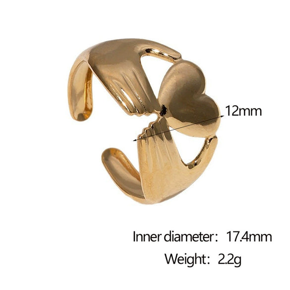 Wholesale Women's Stainless Steel Electroplated Heart Open Ring Simple And Fashionable