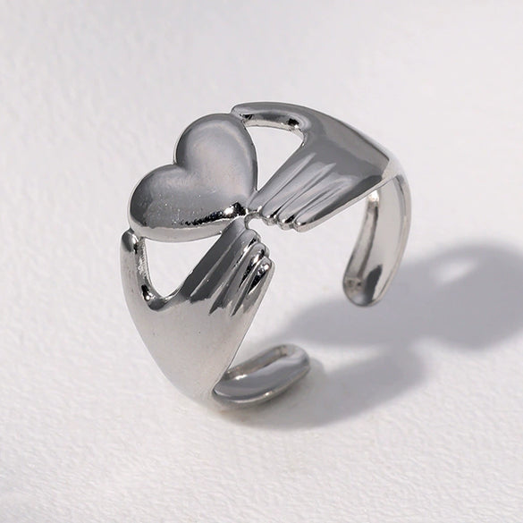 Wholesale Women's Stainless Steel Electroplated Heart Open Ring Simple And Fashionable