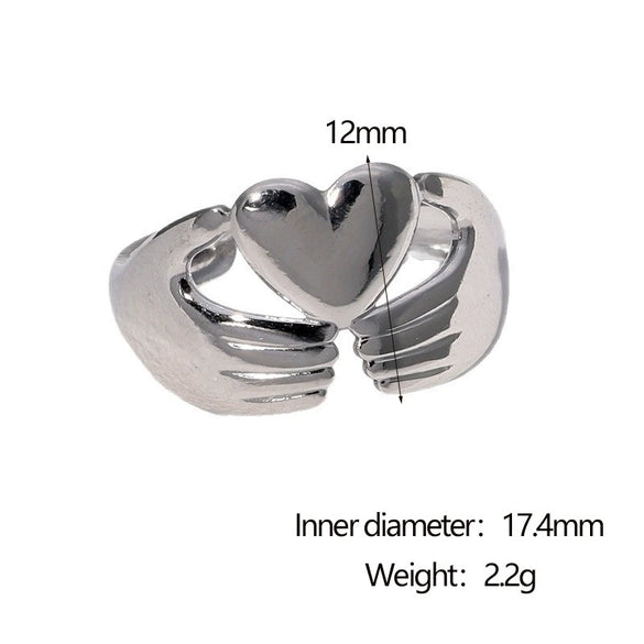Wholesale Women's Stainless Steel Electroplated Heart Open Ring Simple And Fashionable