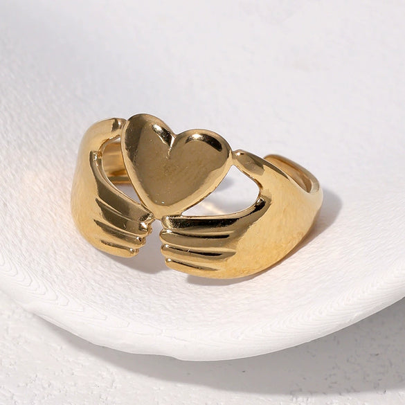Wholesale Women's Stainless Steel Electroplated Heart Open Ring Simple And Fashionable