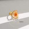 Wholesale Women's Stainless Steel Electroplated Heart Shape And Flower Ring With Minimalist Design
