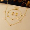 Wholesale Women's Stainless Steel Electroplated Heart Water Drop Bell Shaped Jewelry Accessories Three Piece Set