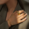 Wholesale Women's Stainless Steel Electroplated Hollow Flower Geometric Closed Ring Jewelry