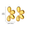 Wholesale Women's Stainless Steel Electroplated Irregular Geometric Drop Shape Petals Earrings With Flower And Wave Patterns