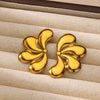Wholesale Women's Stainless Steel Electroplated Irregular Geometric Drop Shape Petals Earrings With Flower And Wave Patterns