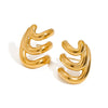 Wholesale Women's Stainless Steel Electroplated Irregular Three Layer Wave Style Earrings