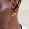 Wholesale Women's Stainless Steel Electroplated Irregular Three Layer Wave Style Earrings