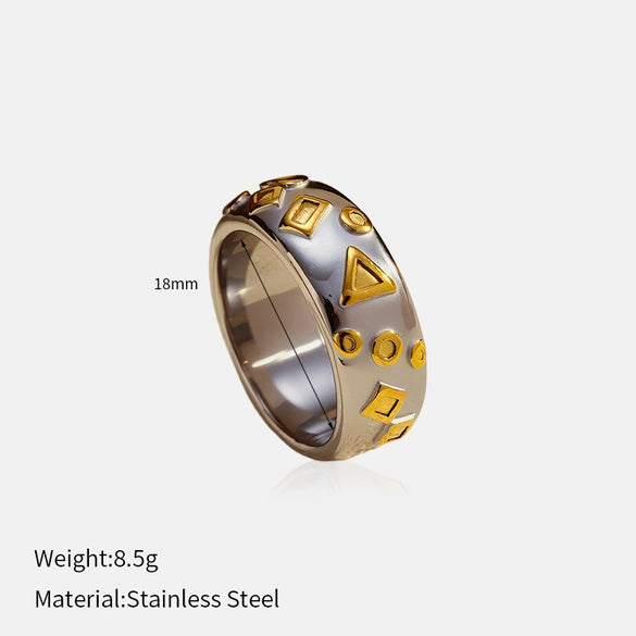 Wholesale Women's Stainless Steel Electroplated Jewelry Rings With Geometric And Letter Patterns In Heart And Letter Shapes